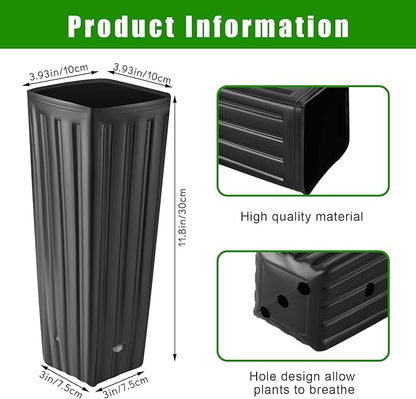 Nuenen 50 Pcs Tall Pot Plastic Deep Plant Nursery Pots Black Seedling Flower Plant Container with Drainage Holes for Indoor Outdoor Gardening (11.8" H X 3.9" W)