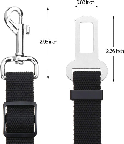 Elisel Elisel 2 Packs Adjustable Length Pet Dog Cat car seat Belt Pet seat Belt Pet Accessories for Dogs Cats and Pets (Black)