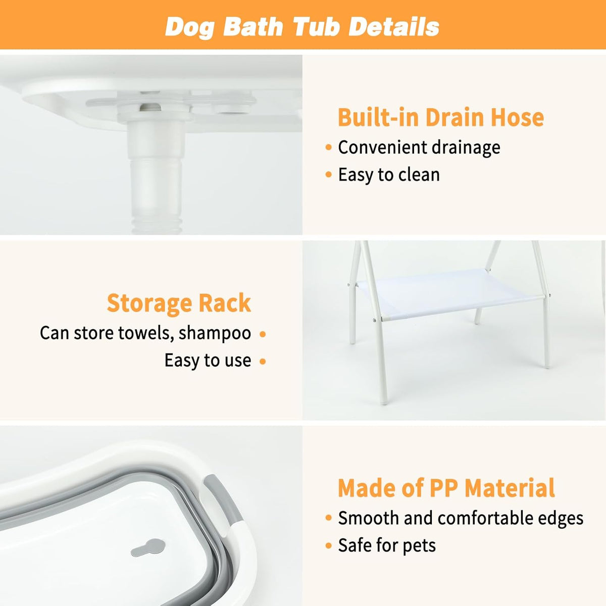 BWOGUE 2 in 1 Portable Dog Bath Tub Elevated Collapsible Dog Bathtub Washing Station with Drainage Hole for Bathing, Shower and Grooming, Pet Tub for Puppy Small Medium Dogs Indoor and Outdoor