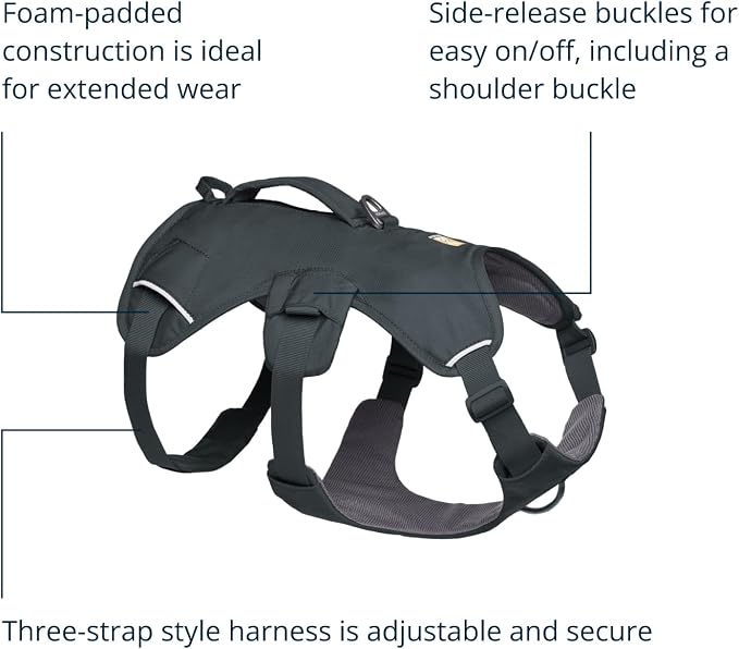 Ruffwear, Web Master, Multi-Use Support Dog Harness, Hiking and Trail Running, Service and Working, Everyday Wear, Basalt Gray, XX-Small