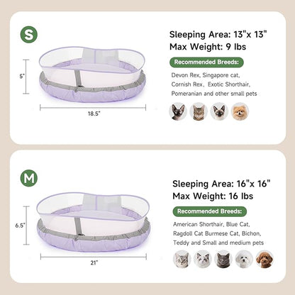 Cat Beds for Indoor Cats, Round Dog Bed for Small Dogs, Puppy, Kitten -Soft Plush Washable Cat Bed Calming with Protective Shield (Purple，18 Inches)