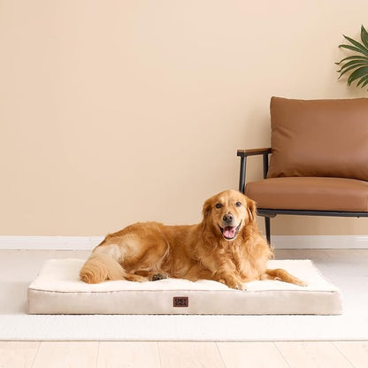 EHEYCIGA Orthopedic Dog Bed with Removable Washable Cover, Camel, 30IN | Egg Crate Foam Support, Durable Oxford fabric, Non-Slip Bottom, Machine Washable, Soft Waterproof Plush Pet Bed Mat For Crate