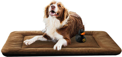 Dog Beds Crate Pad for Dogs Ultra Soft Dog Crate Bed Washable & Anti-Slip Kennel Pad for Dogs Cozy Sleeping Mat (48inch, Brown)
