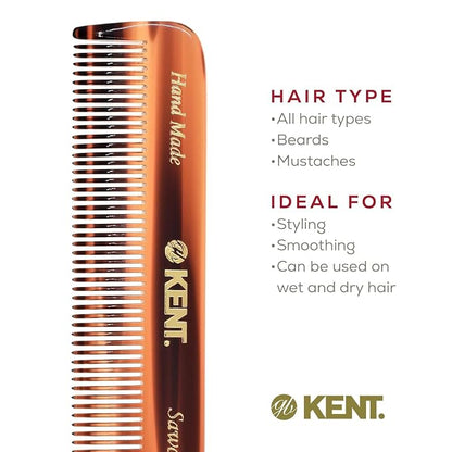 Kent Beard & Mustache Set - BRD5 Horse Hair + Nylon Bristle Brush, 81T + FOT Handmade Sawcut Combs, Pistol-Grip Wood Handle, Dry/Wet Use, Distributes Oils & Balms - Full Grooming Kit for Men