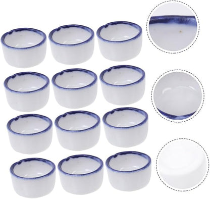 Happyyami 12pcs Mini Ceramic Reptile Water Dish for Enclosures Space-Saving Feeding Bowl for Small Pets Versatile Design for Species