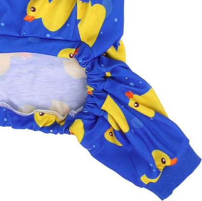 HDE Dog Pajamas One Piece Jammies Jumpsuit Pet Clothes Outfit Stretchy Lightweight Comfy Shirt Pjs for M-3XL Dogs Ducks Blue - 3XL