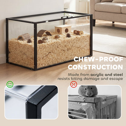 Large Acrylic Hamster Cage, Chewproof Guinea Pig Cage with Openable Top, for Hedgehog, Dwarf Hamster, Rat