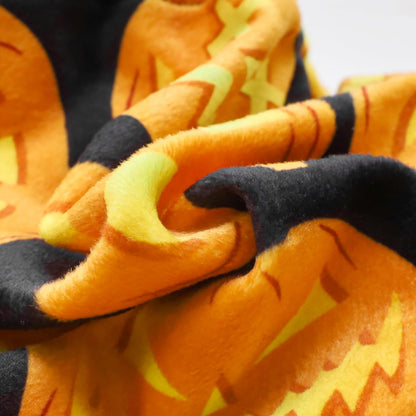 Fitwarm Halloween Pumpkin Dog Pajamas, Funny Dog Winter Clothes for Small Dogs Girl Boy, Pet Jumpsuit, Cat Halloween Costumes with Feet, Lightweight Velvet, Black, Orange, XXL