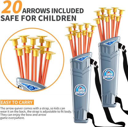 TEMI Bow and Arrow Set for Kids - Archery Toy Set - LED Light Up with Suction Cup Arrows, Target & Quiver, Indoor and Outdoor Toys for Children Boys Girls