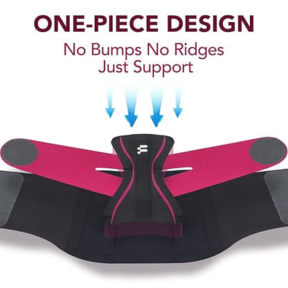 Fitomo 0.5mm Ultra Thin Back Brace for Women Men, Seamless Yoga Fabric for All Day Comfort, Wear under Clothes, Enhanced Lumbar Pad for Lower Back Pain Relief, Sciatica, Posture, Lifting, Rose, Size S