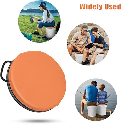Foxtune 360-Degree Swivel Bucket Seat, 5 Gallon Bucket Lid, Spin Bucket Seat Cushion, Silent, Comfortable, Water-Resistant, for Fishing, Gardening, Hunting and Camping (Orange)