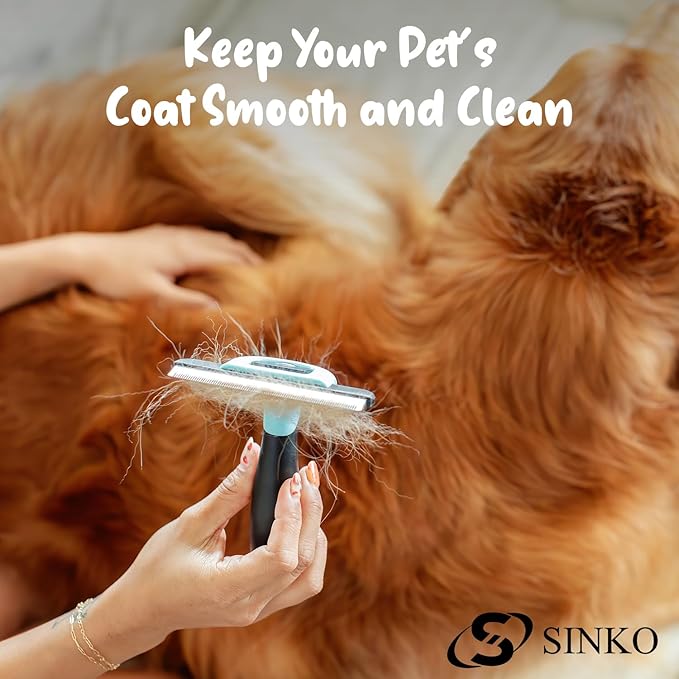 Sinko Deshedding Tool for Dogs & Cats, Pet Grooming Brush, Skin Friendly Deshedding Tool, Dog Brush for Shedding, Effectively Reduces Shedding by up to 95% for Short Medium Long Pet Hair (Blue)