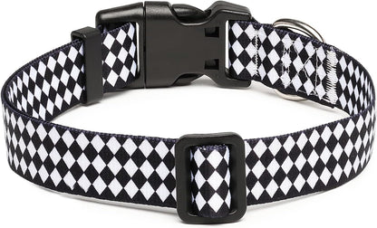 Mercano Adjustable Dog Collar - Special Design Patterns, Soft Nylon Comfortable Durable Pet Collar for Small Medium Large Dogs (L, Rhomb)