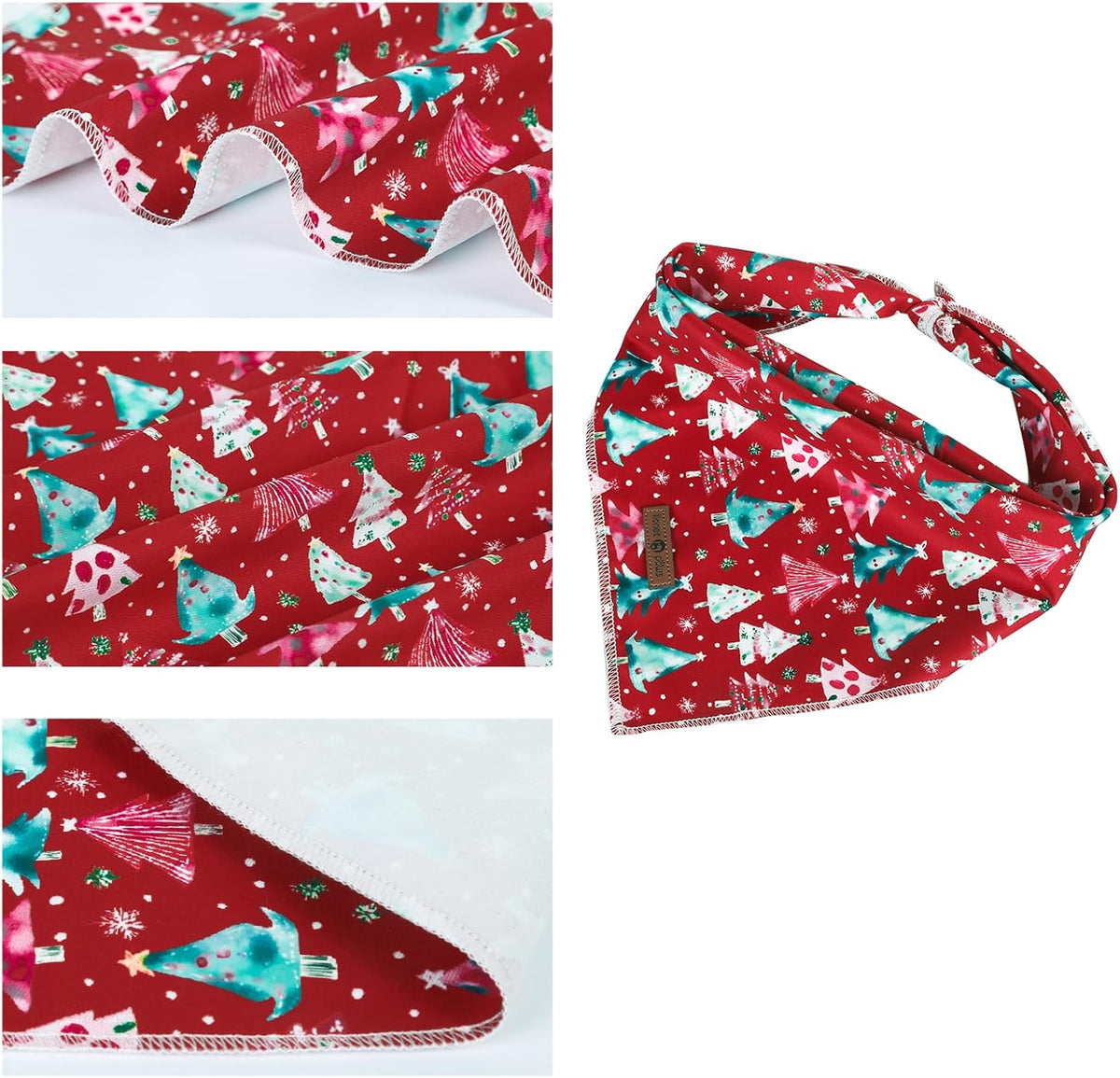 lionet paws Christmas Dog Bandana,Christmas Tree Fabric Dogs Kerchief for Small Medium Dogs,Dog Cotton Red Triangle Bibs Scarf for Girl Boy