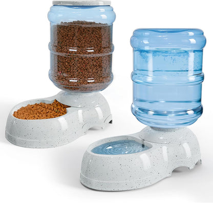 Kenond Automatic Dog Feeders, Gravity Pet Food Dispenser, Large Cat Dogs Water Bowl, 3 Gallon