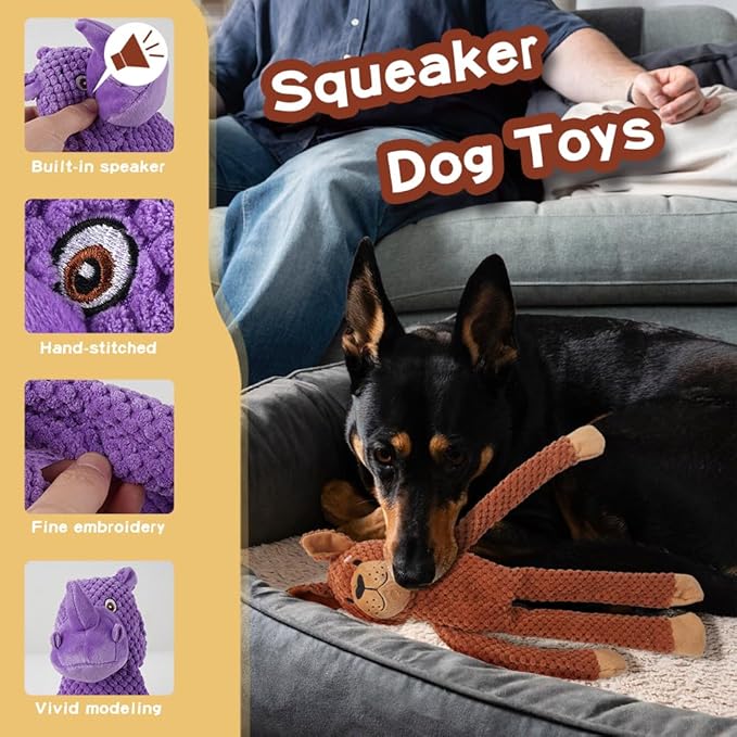 Act boldly 5 Pack Dog Squeak Toys, Durable Plush Chew Toys for Small, Medium & Large Dogs for Teething & Interactive Play