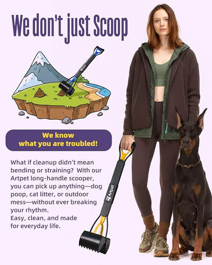 Pooper Scooper for Large Dogs, 32” Long Handle Pet Poop Scoop, Heavy Duty Dog Poop Picker Upper for Yard Grass Gravel Dirt Sand, 2-Pack