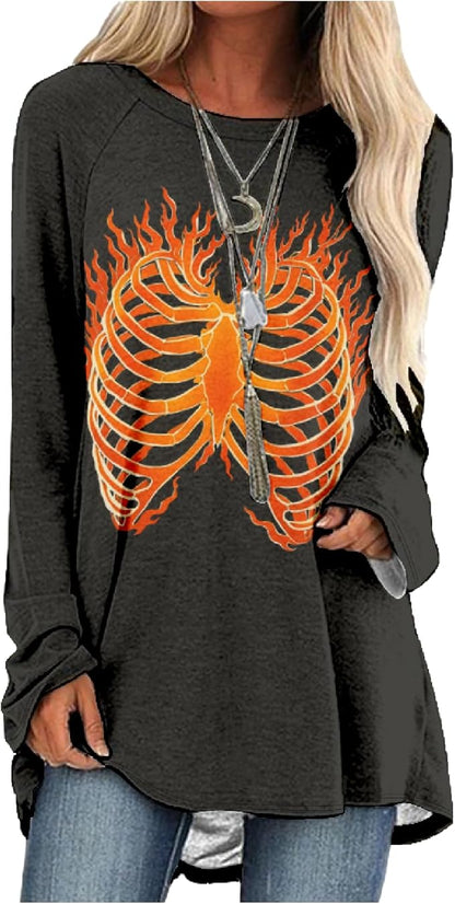 MARSVOVO Women Novelty Graphic Plus Size Sweater Crewneck Long Sleeve Cute Printed Loose Fit Casual Fall Sweaters Top