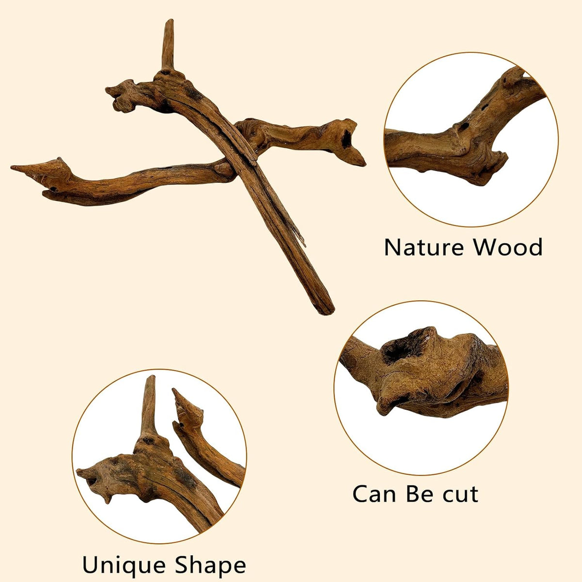 BNOSDM 2PCS Snake Climbing Branches,Reptile Natural Coral Driftwood Branches Decor,Lizard Habitat Decoration Accessories, Terrarium Tree Trunk Ornament for Bearded Dragon Gecko Frog Chameleon Spider
