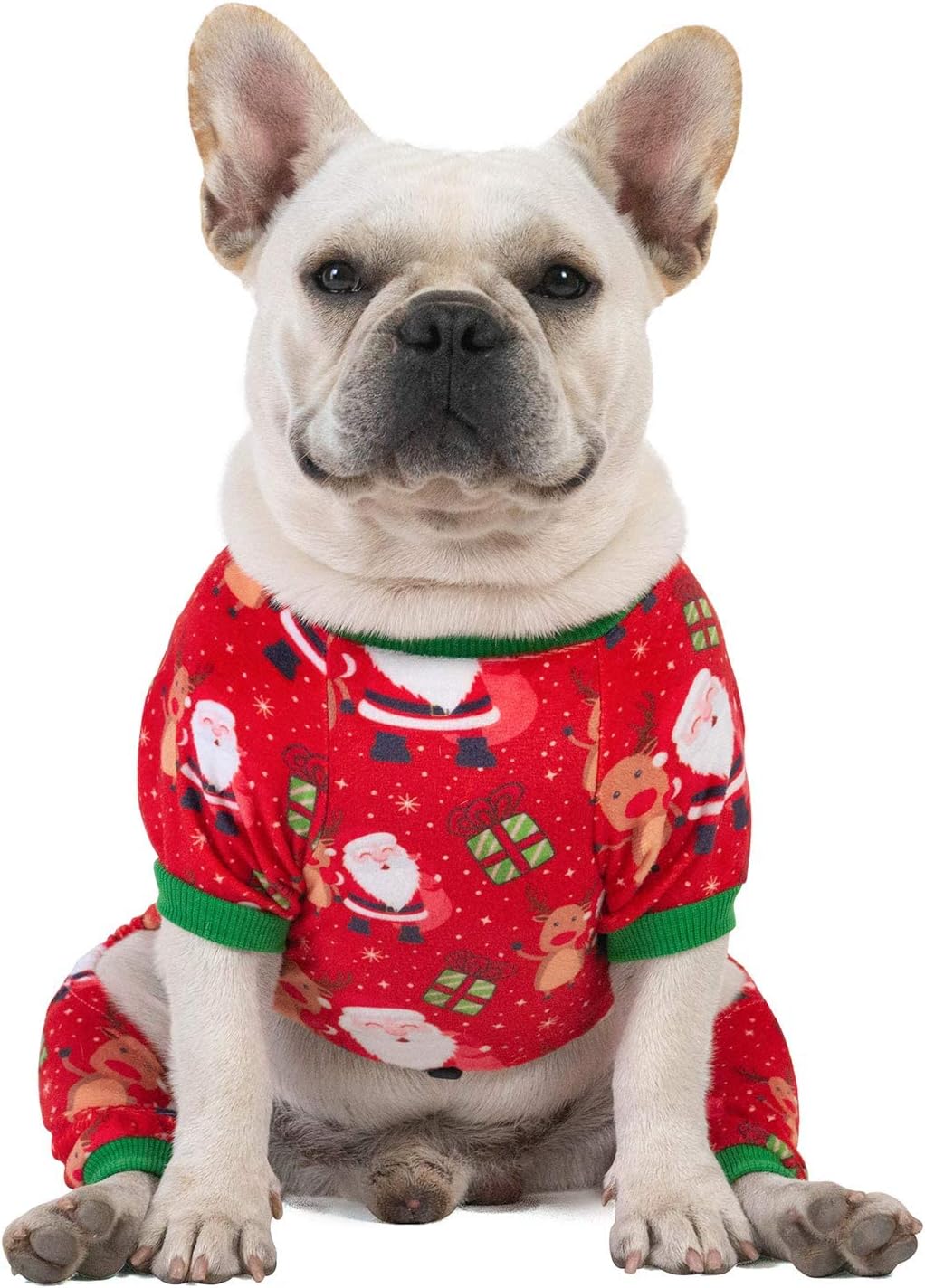CuteBone Small Dogs Christmas Outfit Soft Puppy Onesies Pjs Dog Pajamas Pet Coat Cat Apparel Comfy Doggie Jumpsuit Bodysuit for All Seasons P135XL