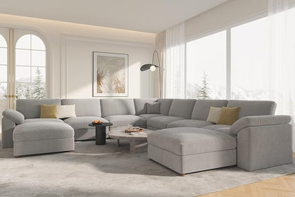 EASE MOOSE Oversized L Shaped Sectional Modular Sofa,Large U Shaped Sectional Couch Wide Deep Seat Modular Cloud Couch,Removable Cover