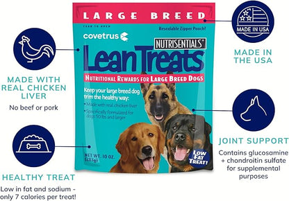 Covetrus Nutrisential Lean Treats for Large Dogs - Soft Dog Treats for Large Dogs - Nutritional Low Fat Bite Size - Chicken Flavor - 10oz