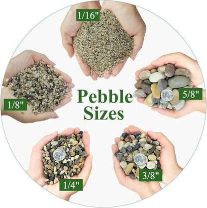 YISZM 20lbs Aquarium Gravel, 1/16"(0.6-1.2mm) Natural River Rocks Succulent Cactus Pea Gravel for Plants, Fish Tank, Decorative Pebbles for Gardening, Flower Pots, Vase Fillers, Landscaping