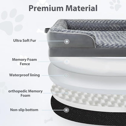 WNPETHOME Orthopedic Washable Human Dog Bed for Adult & Dog Cozy Sleep | Human Size Waterproof Big Soft Dog Couch Sofa Bed for Dogs & Adult Relax with Removable Cover Pet Bed Grey 61x43 Inch