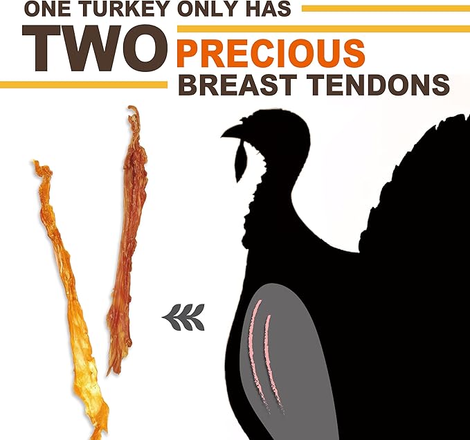Gootoe Soft Turkey Tendon Stirip with Pumpkin 3oz, Chewy Snack, USA-Sourced Turkey Tendon, Premium Training Chews, Hypoallergenic, Reseal Value Bags, Ideal for Small & Senior Dogs