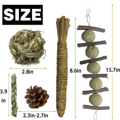 Hamiledyi Rabbit Seagrass Mat Bunny Chew Toys for Teeth Hanging Activity Mat Rabbit Enrichment Activity Mat Small Animal Toys for Hamster Guinea Pigs Gerbil Birds