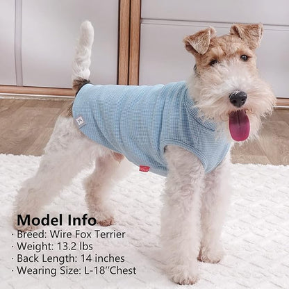 KYEESE 2Pack Dog T Shirts Waffle Stretchy T-Shirts Lightweight Tank Top Sleeveless Vest Breathable Pet Apparel, XX-Large, Blue+Grey