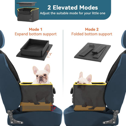 PETSFIT Small Dog Car Seat, Patent Safety Buckles Car Seat for Dogs, Puppy Car Seat with Safety Belt, Suitable for Small Pets Up to 25lbs (Black)