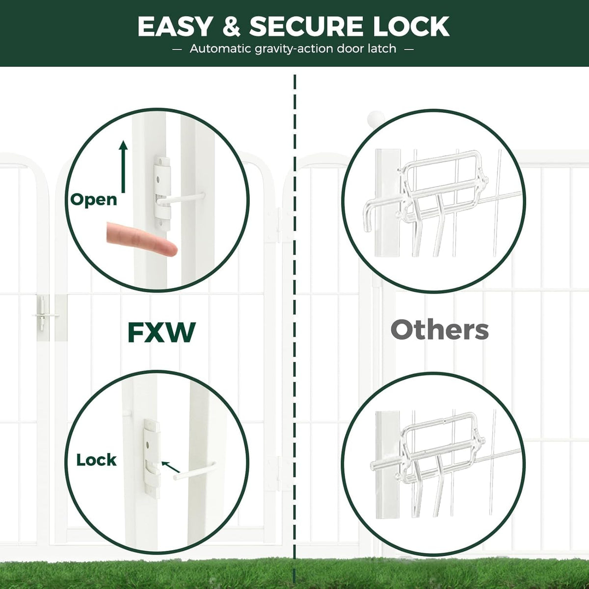 FXW Rollick Unleashed Dog Playpen for Indoor, Yard, RV Camping, 40 inch 48 Panels for Medium and Large Dogs, White│Patented