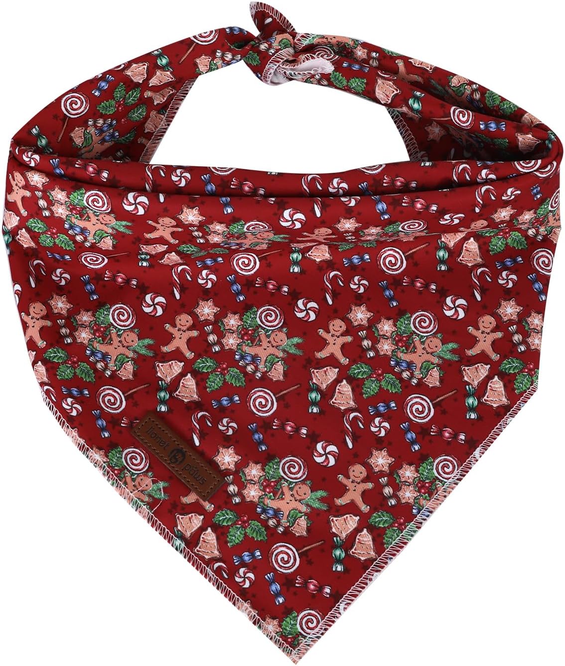 lionet paws Christmas Dog Bandana,Christmas Gingerbread Man Fabric Dogs Kerchief for Small Medium Dogs,Dog Cotton Red Triangle Bibs Scarf for Girl Boy