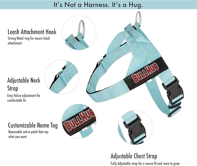 Adjustable Dog Harness– No Pull, No Choke – for English Bulldogs, French Bulldogs, Pugs & Broad-Chested Breeds – Easy, Safe Walks (Sky-Duck, Small)