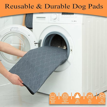 Bunlitent Extra Large Washable Pee Pads for Dogs 72" x 72", 2 Pack, Grey | Leakproof, Super Absorbent, Reusable, Quick Dry, Anti-Slip, Waterproof, Reusable Puppy Pads, Whelping Pads for Pet