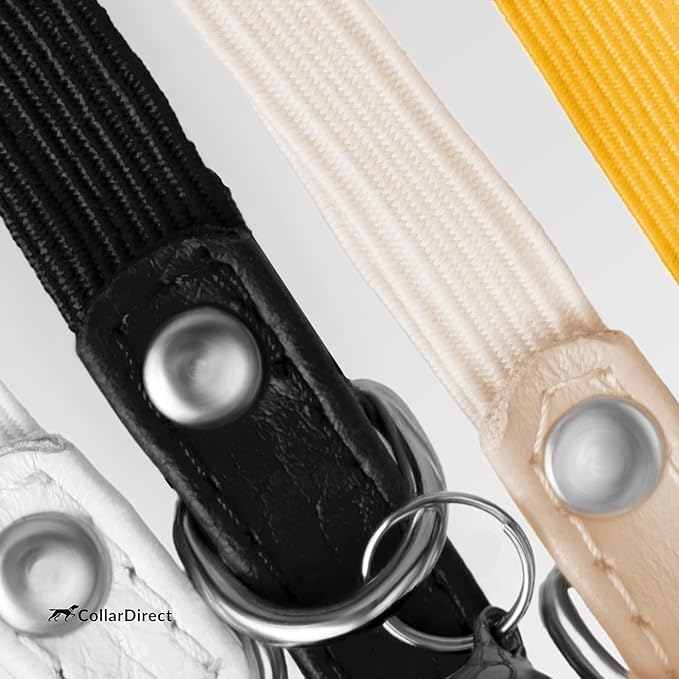 CollarDirect Leather Cat Collar, Kitten Collar with Removable Bell Black Blue Red Orange Lime Green (6-7 Inch, Beige)