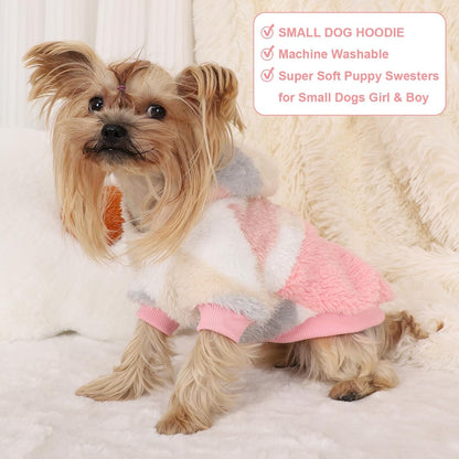Medium Dog Sweater for Small Dogs Hoodies,Winter Clothes Boy Girl Male Female,Warm Fleece Hoodies Pet Coat Apparel Outfit (Medium, Pink