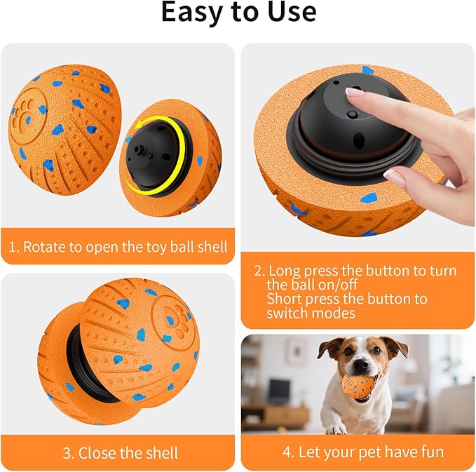 Smart Interactive Dog Toys, Activated Moving, Bouncing, Rotating Ball for Medium/Large Dogs, Motion-Activated Dog Ball to Keep Them Busy, IP54 Waterproof & E-TPU, Fun & Engaging Dog Gift
