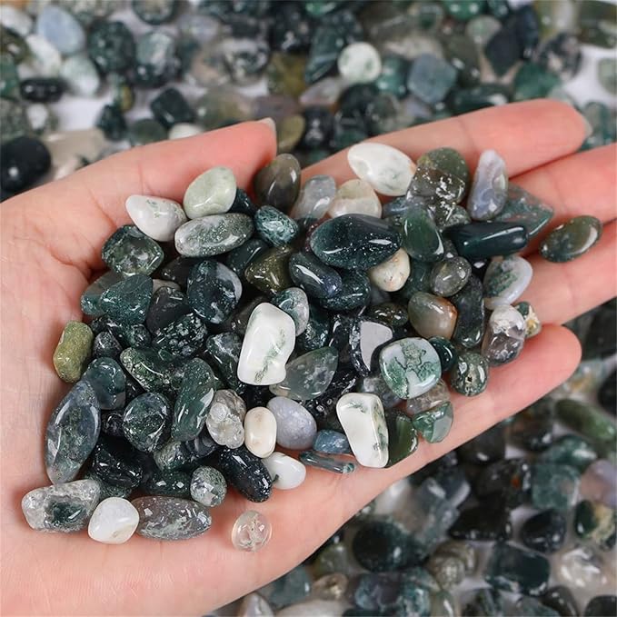Aquatic Agate Aquarium Gravel Rocks Natural Tumbled Healing Crystal Chips Bulk Gemstones Crushed Stones for Fountain Vase Filler Planters Decorative Fish Tank Potted Reiki Energy Balancing 0.45lb