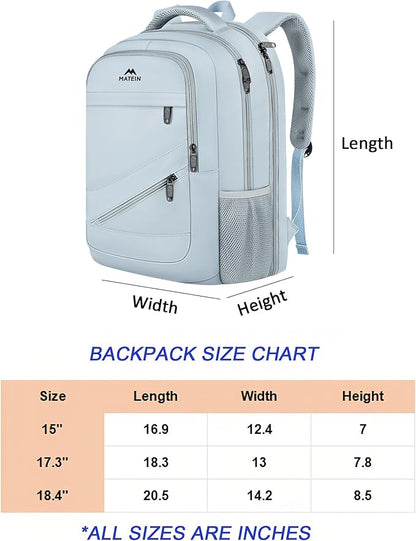 MATEIN 18 Inch Laptop Backpack for Women, TSA Approved Laptop Rucksack Large Capacity 50 L, Anti Theft Backpack with Comfortable Shoulder Straps for College Work Travel, Haze Blue