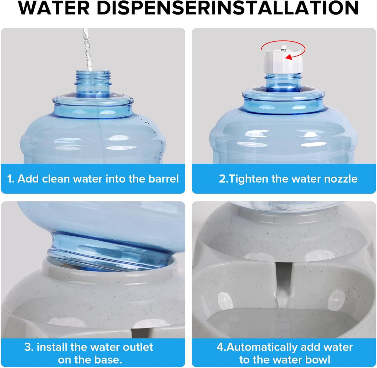 Kenond Water Dispenser Station for Large Dogs,3 Gallon/11L Gravity Automatic Feeder, Dog Water Bowl Dispenser,Large Size Dog Drinking Fountain