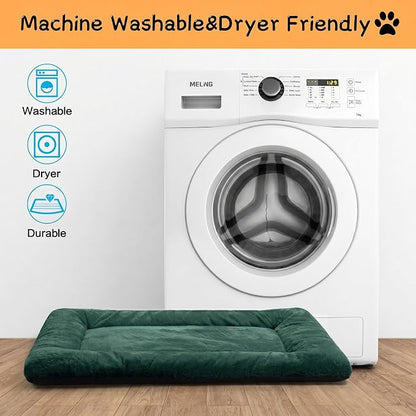 Dog Crate Pad Washable Dog Bed for Crate Large Cozy Mat 48-Inch Green | Ultra Soft Kennel Pad,Anti-Slip Bottom,Fits for Most Metal Crates,Comfortable Sleeping Pet Mat