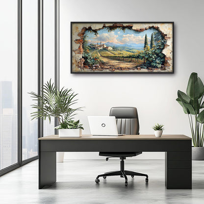 Large Farmhouse Country Landscape Wall Art for Living Room, Rustic Countryside Canvas Oversized Wall Decor, Vintage Scenery Framed Pictures Painting Print Artwork for Bedroom Office 60L" x 30W"