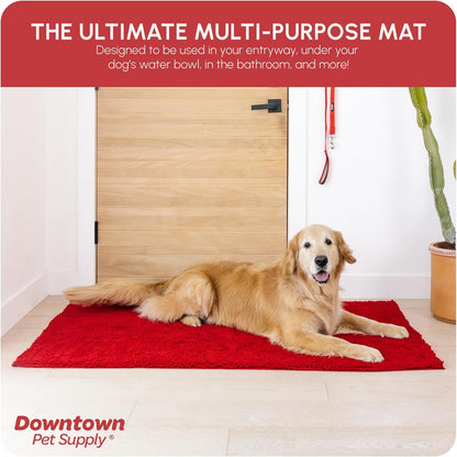 My Doggy Place Microfiber Dog Mat for Muddy Paws, 60" x 36" Red - Non-Slip, Absorbent and Quick-Drying Dog Paw Cleaning Mat, Washer and Dryer Safe - X-Large/Runner