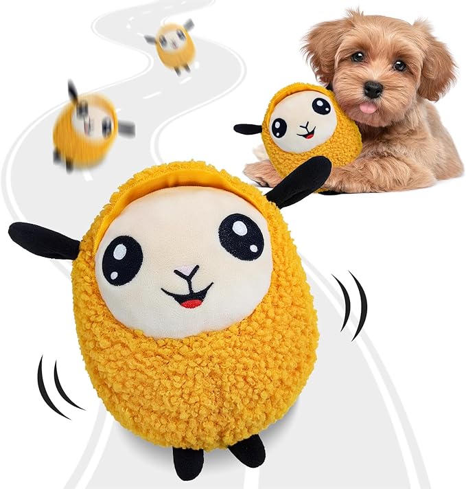 Interactive Moving Dog Toys, 2025 Upgraded Jumping Squeaky Moving Dog Ball, Rechargeable Plush Chew Toys for Small/Medium/Large Dogs to Keep Them Busy (Sheep)