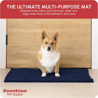 My Doggy Place Microfiber Dog Mat for Muddy Paws, 31" x 20" Navy Blue - Absorbent and Quick-Drying Dog Paw Cleaning Mat, Washer and Dryer Safe - Non-Slip Rubber Backed Dog Floor Mat, Medium