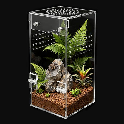 Jumping Spider Enclosure,Escape Proof Reptile Tank,Transparent Acrylic Complete Bug Habitat,Praying Mantis Terrariums,Arboreal Tarantula Cribs Cage,Insect Starter Container,Single Cylinder
