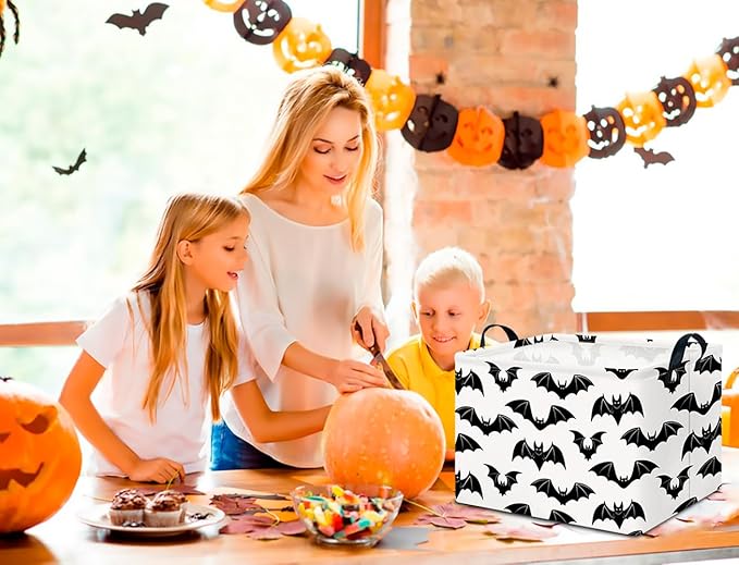 CLOCOR Rectangular Bat Storage Basket Empty,Collapsible Fabric Storage Container,Room Decor, Gift Basket(Bat)