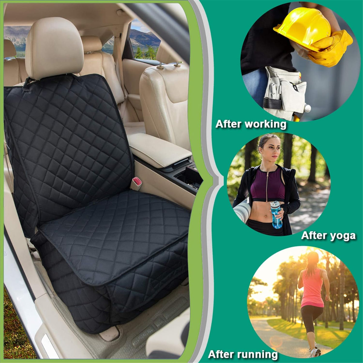 Waterproof Front Seat Cover Dog Car Seat Covers Nonslip and Full Protection with Side Flaps Fits Most Cars, Trucks, SUVs(Black, 1Pack)